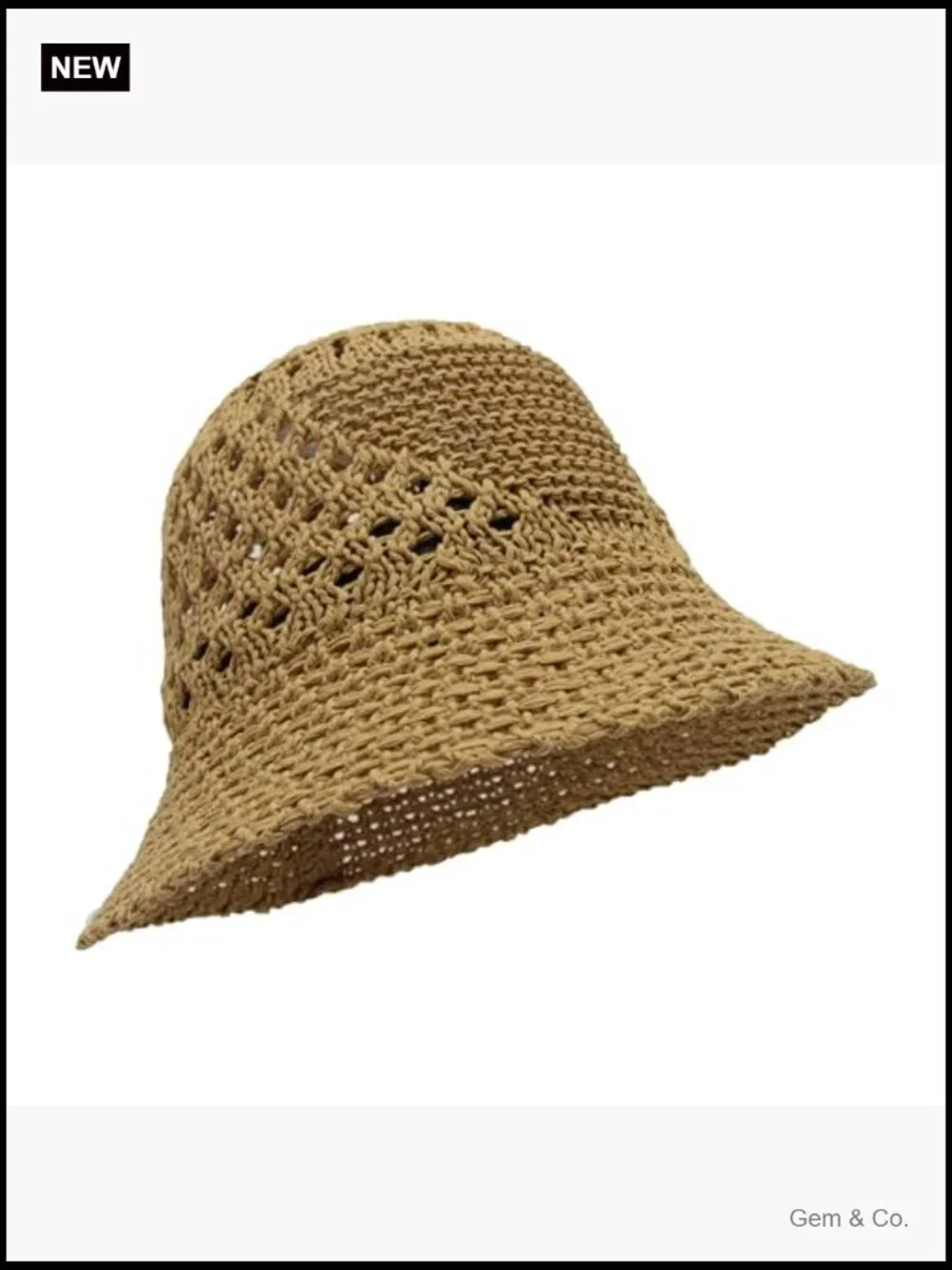 Women's Knitted Straw Bucket Hat - Packable Sun Hat for Beach Travel